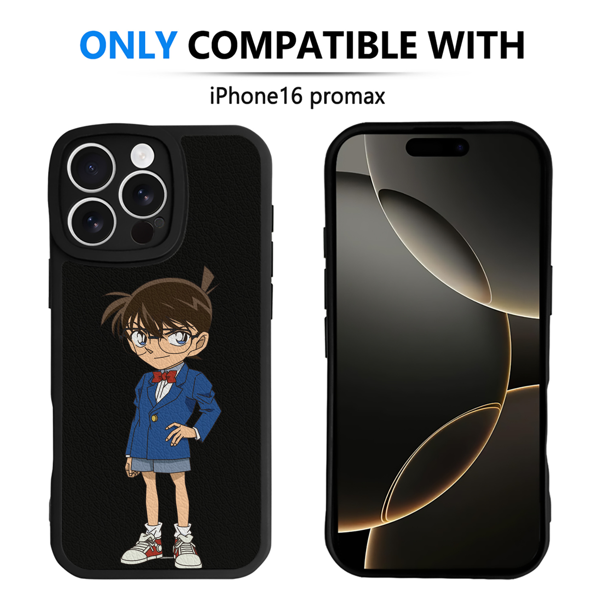 （画像用） 名探偵コナン 江戸川 コナン Detective Conan Conan Edogawa 【iPhone 16シリーズ対応】シリコンスマホケース（レザー調） 材質：シリコン